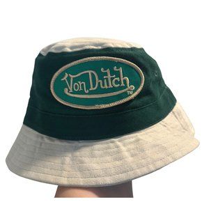 NWOT Von Dutch Kids Bucket Hat Khaki and Green 2 tone, Y2K Retro, Embroidered